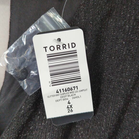 Torrid Jumpsuit Womens Plus 4X Black Sparkly Pockets Stretch Lined New - Picture 4 of 12